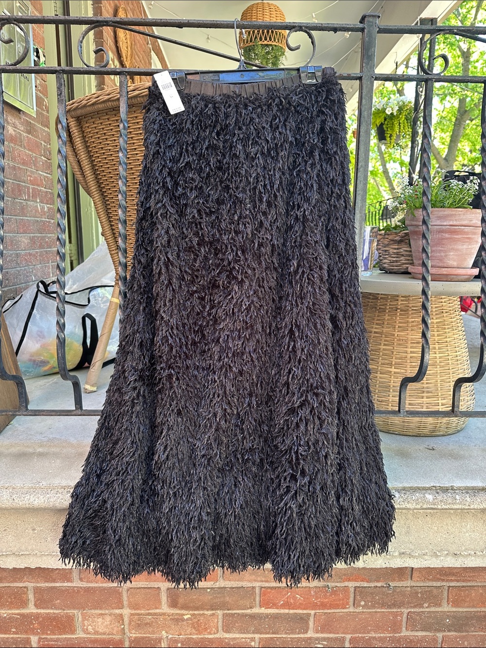 Black Shaggy Midi Skirt - Sunday in Brooklyn from Anthropologie